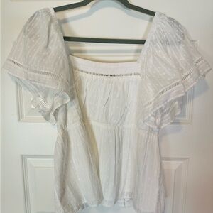 LOFT White Textured Blouse NWOT